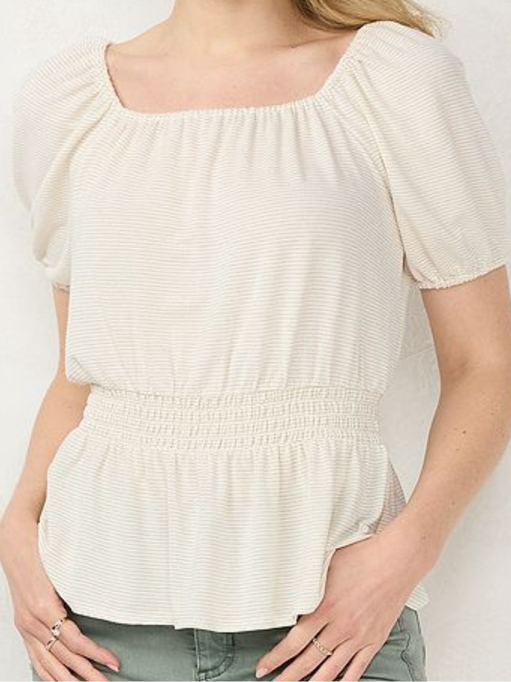 LC Lauren Conrad Scoopneck Smocked Top Women’s Size Large